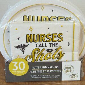Nurses Call the Shots Paper Plates & Napkins